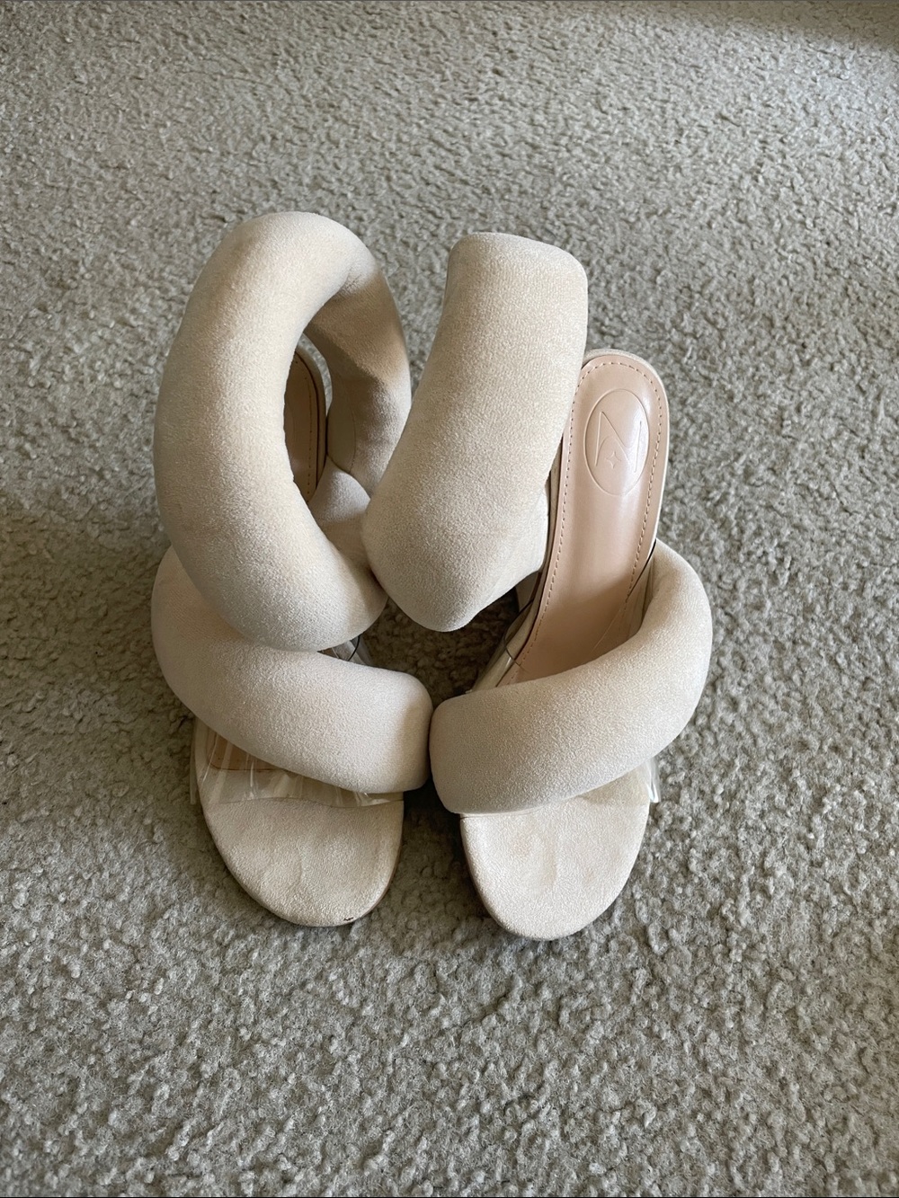 Plush Strap Sandals in Cream
